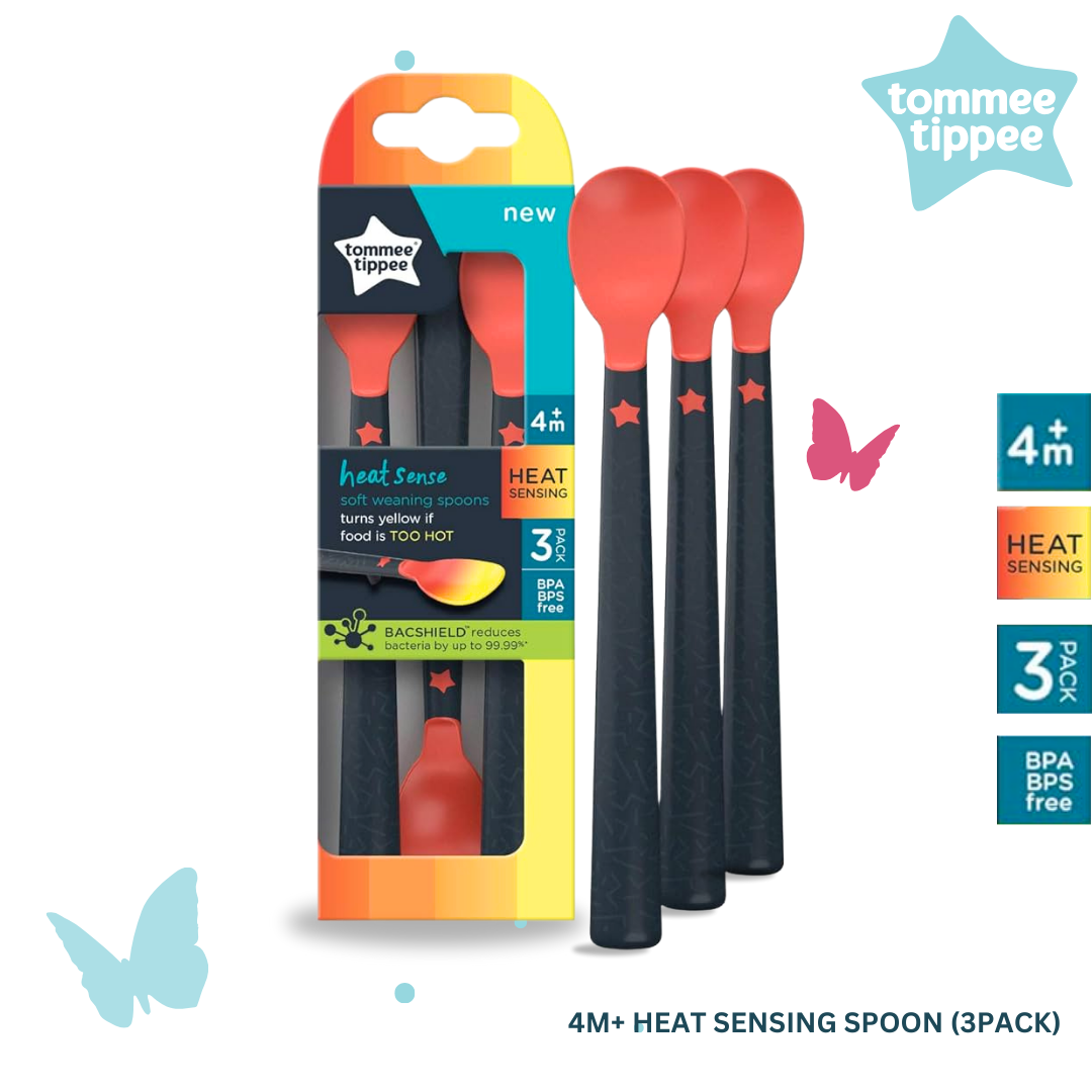 TOMMEE TIPPEE Heat Sense Soft Weaning Spoons 3PK 4M+