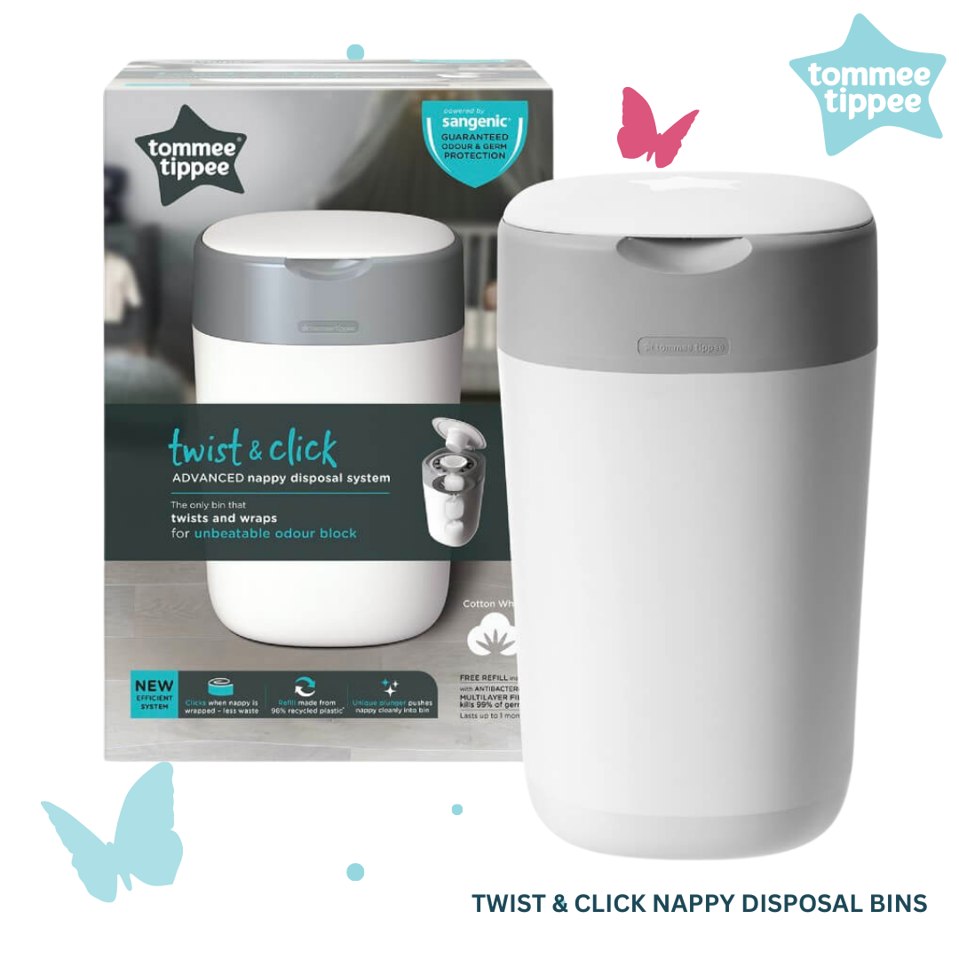 TOMMEE TIPPEE Twist & Click Advanced Nappy Disposal System Bin & Refills