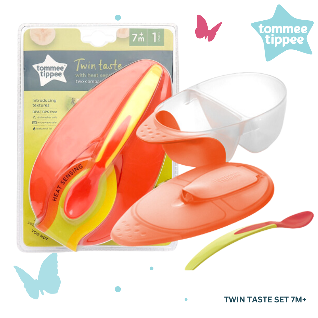 TOMMEE TIPPEE Twin Taste Set With Two Compartments & Heat Sensing Spoon