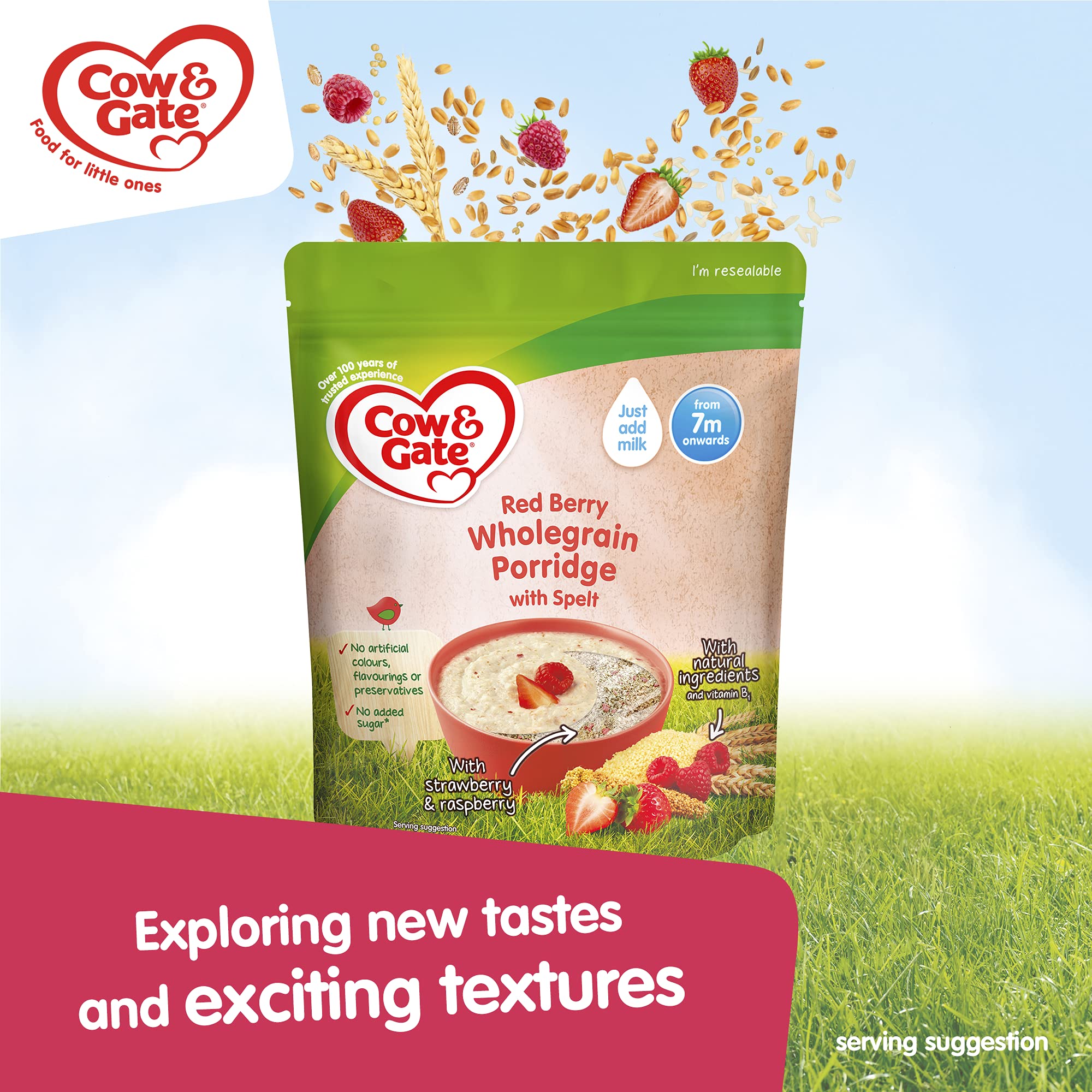 Cow & Gate Baby Red Berry Wholegrain Porridge With Spelt 7M+