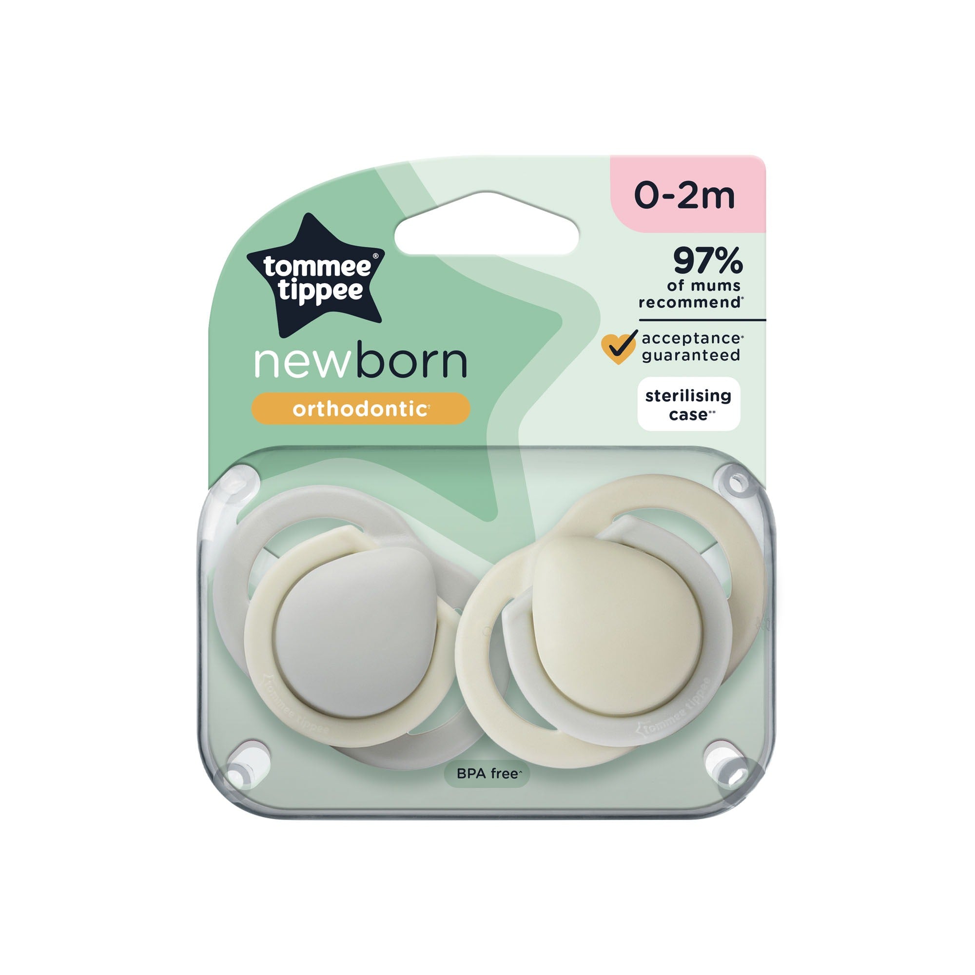 TOMMEE TIPPEE Newborn Orthodontic 0-2M Soother - Extra Small For Tiny Mouths