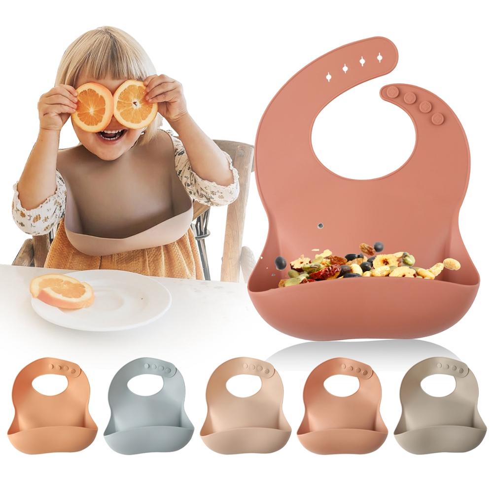 Silicon Baby Bibs With Crumb Catcher - BPA Free / Food Grade Silicon