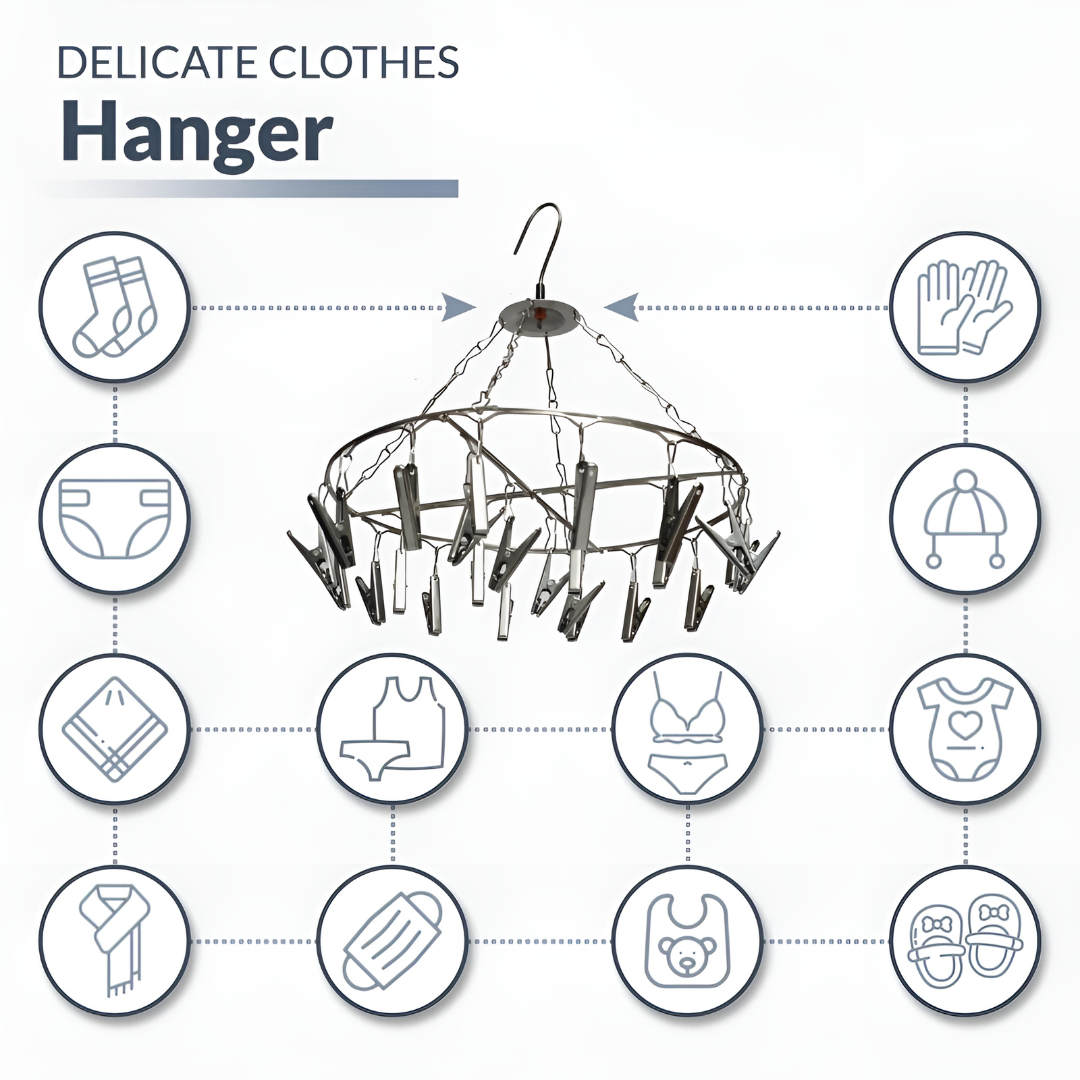 Stainless Steel Cloths Hanger with 20 Clips