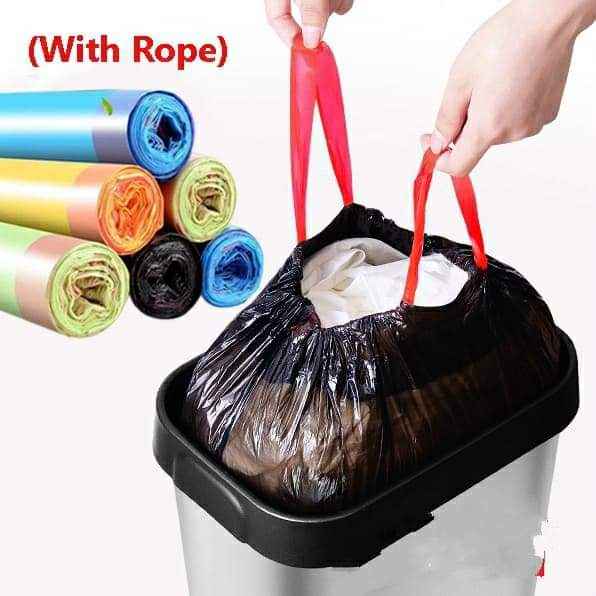 15Pcs Roll - Disposable Garbage Bags With Rope For Diaper Disposal