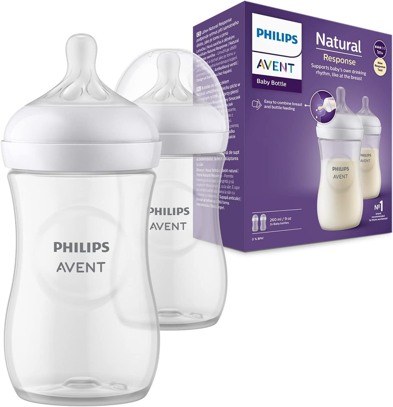 Philips Avent Natural Response 260ML Feeding Bottle With New Response Teats