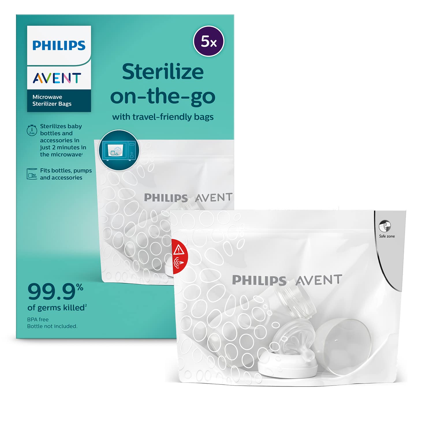 Philips Avent Sterilize On-The-Go Microwave Sterilizing Bags Pack of 5