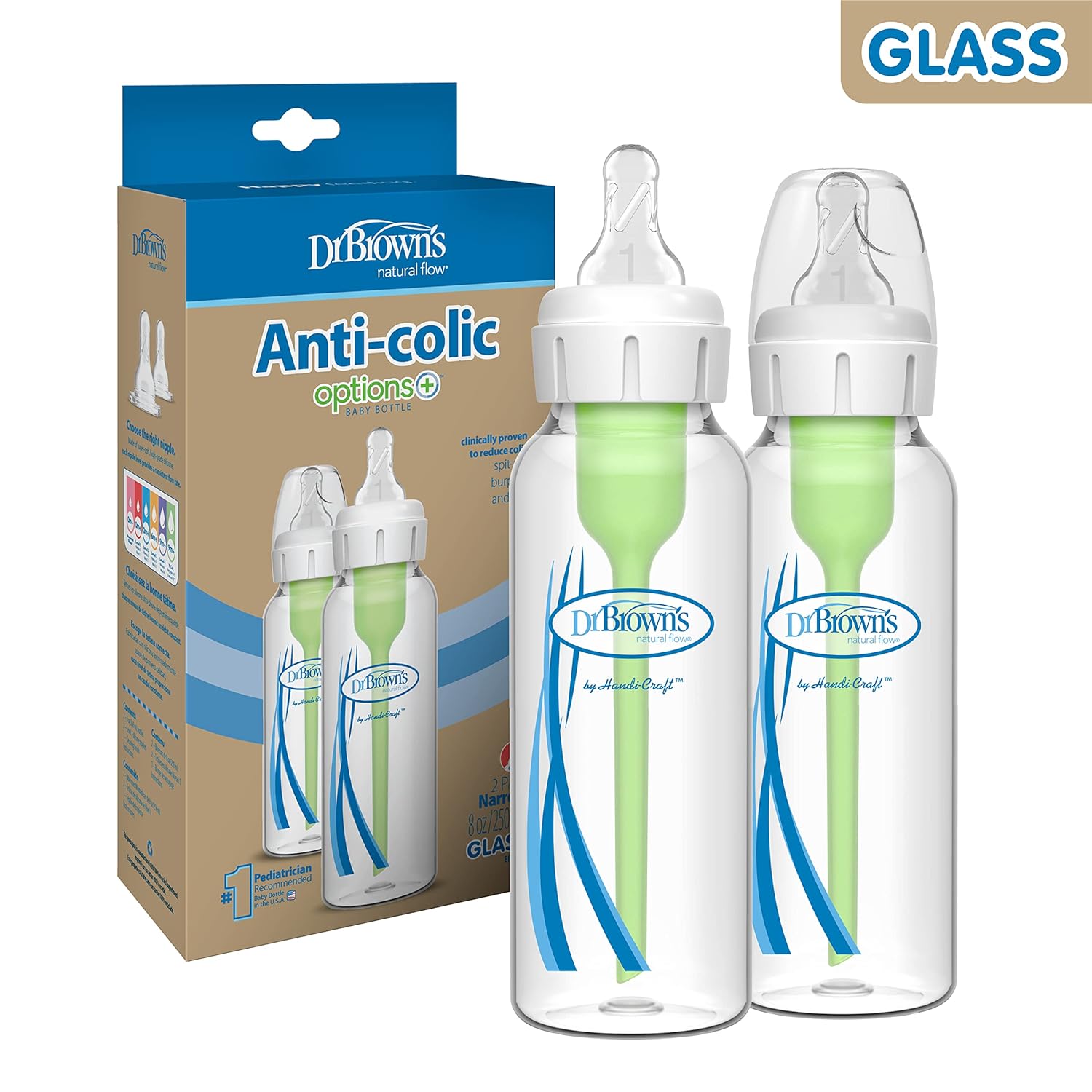 Dr. Brown's Natural Flow Anti-colic Options+ Baby Bottle Narrow GLASS Bottle
