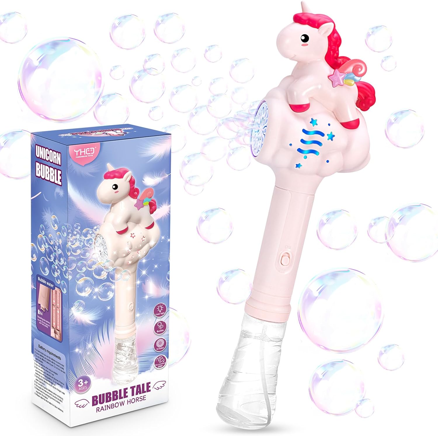 Unicorn Bubble Wand For Kids - Bubble Machine With Light