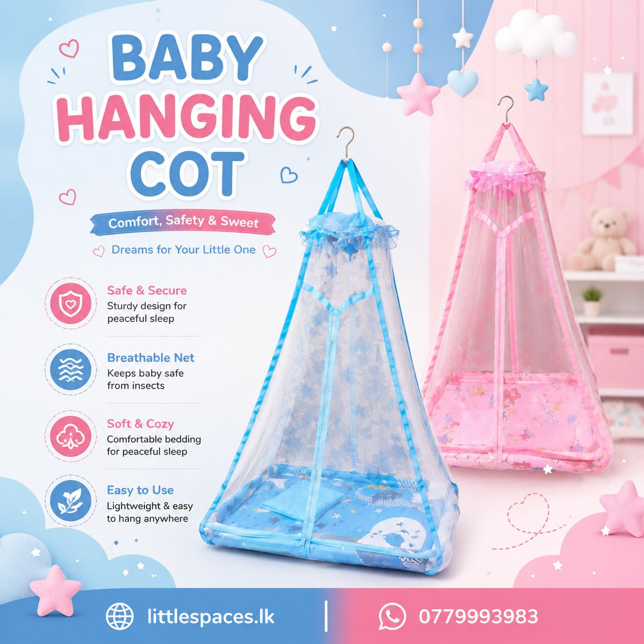 ComfortNest Hanging Baby Bed (Thotila)