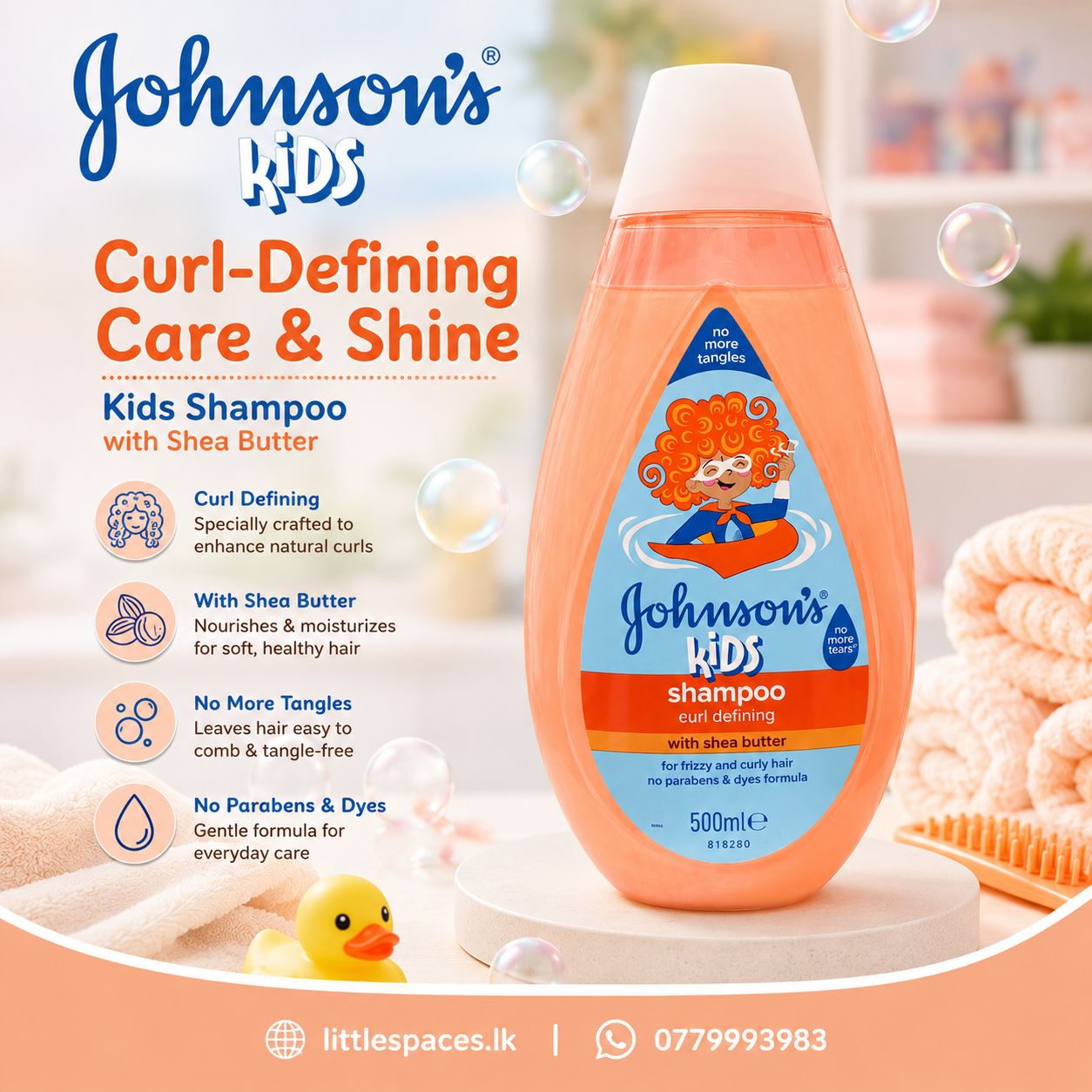 Johnson's Kids Shampoo - Curl Defining Shampoo & Conditioner with Shea Butter